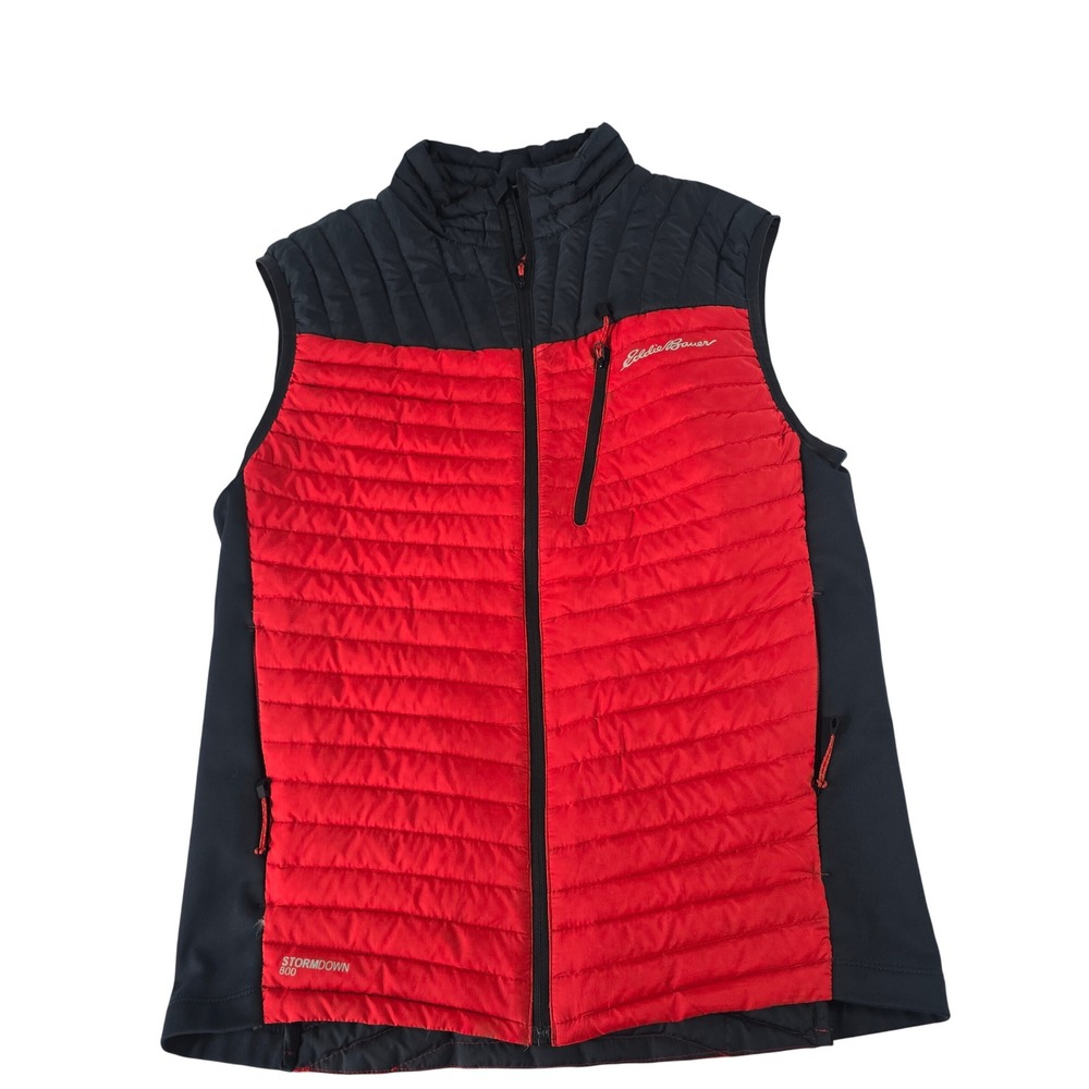 Eddie Bauer First Ascent StormDown 800 Vest Mens Small Red Black Puffer 12223